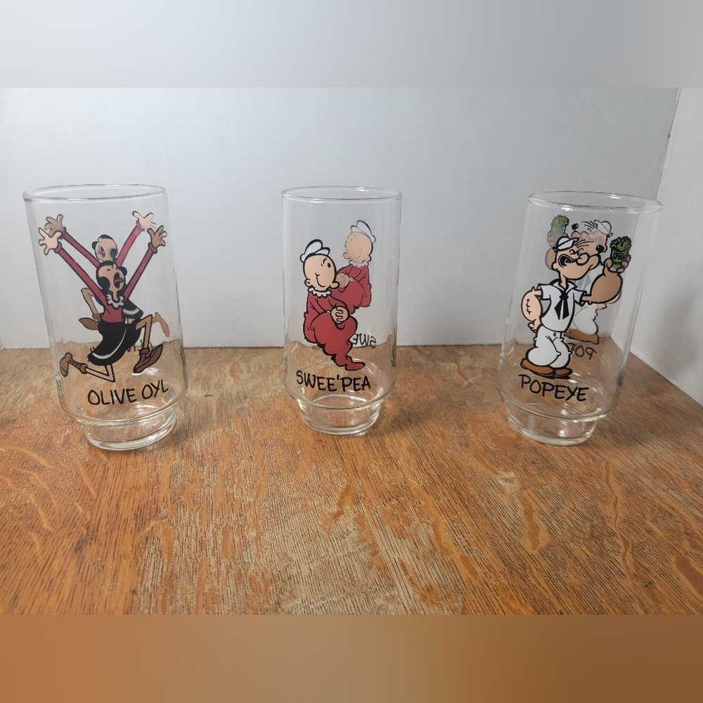 Coca-Cola Kollect-A-Set Series Olive Oyl, Popeye, and Sweet Pea Glasses